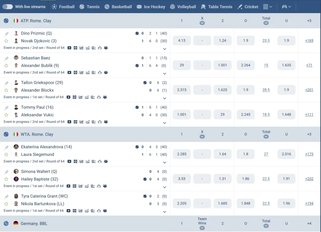 1xBet betting