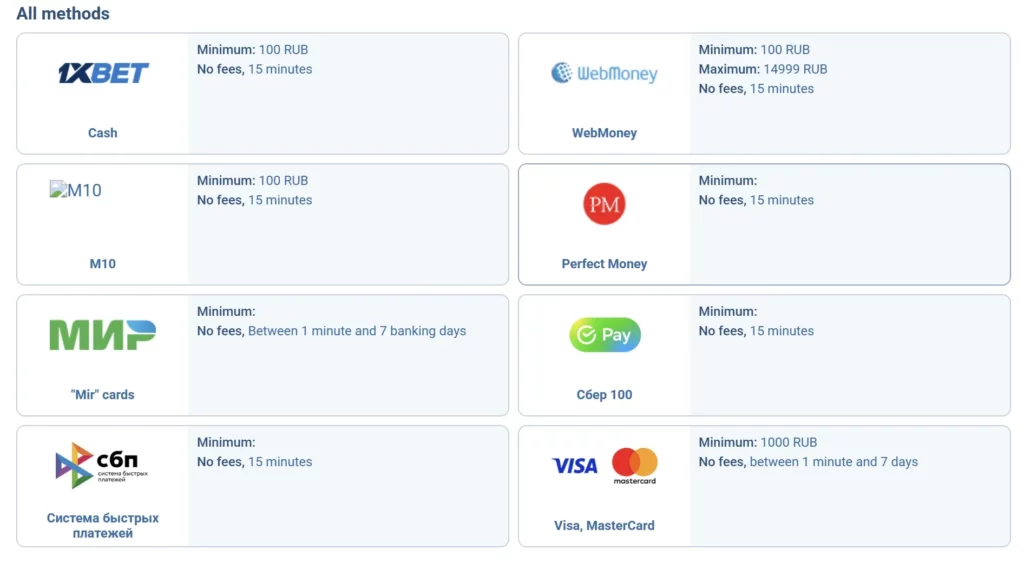 1xBet App Payments